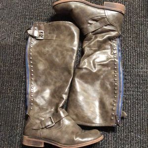 Gray/Taupe tall boots